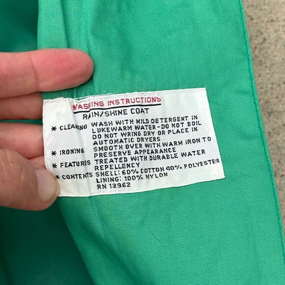 Vtg 70s Fleet Street Jacket 12/14 Kelly Green Rain Shine Trench Coat Mod Toggle - Picture 11 of 13